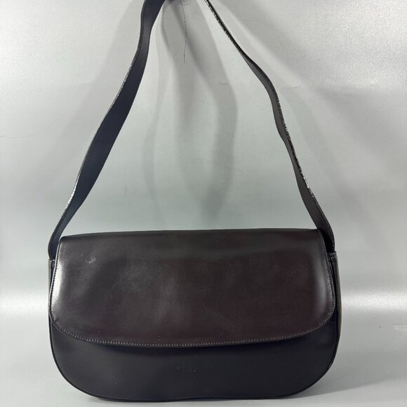 NWOT i santi Brown Leather Saddle Satchel Classic Shoulder Hobo Bag - Picture 1 of 13